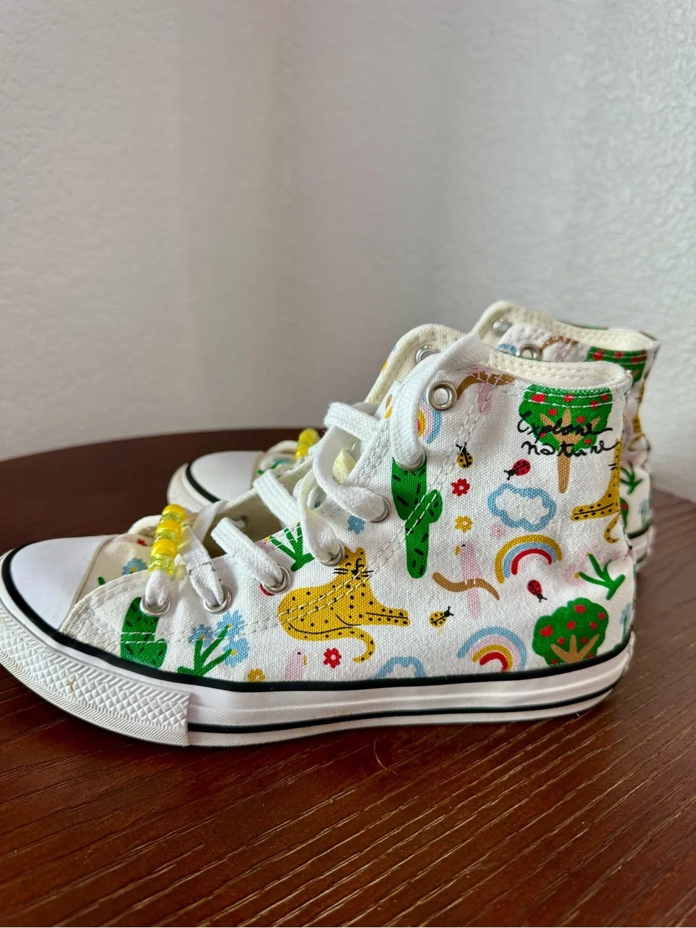 Converse Kids' Explore Nature White High-Top Sneakers with Rainbow & Animals